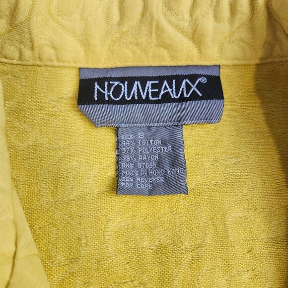 Vintage Nouveaux Quilted Jacket Size Small Yellow Zip Collared Lightweight - Picture 3 of 8